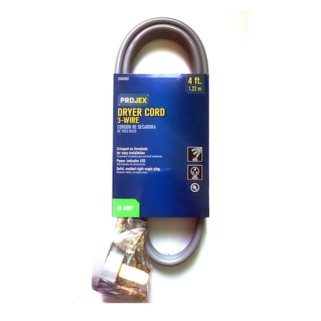 Projex Projex 10/3 SRDT 4 ft. L Dryer Cord RDRDT10304XGYP
